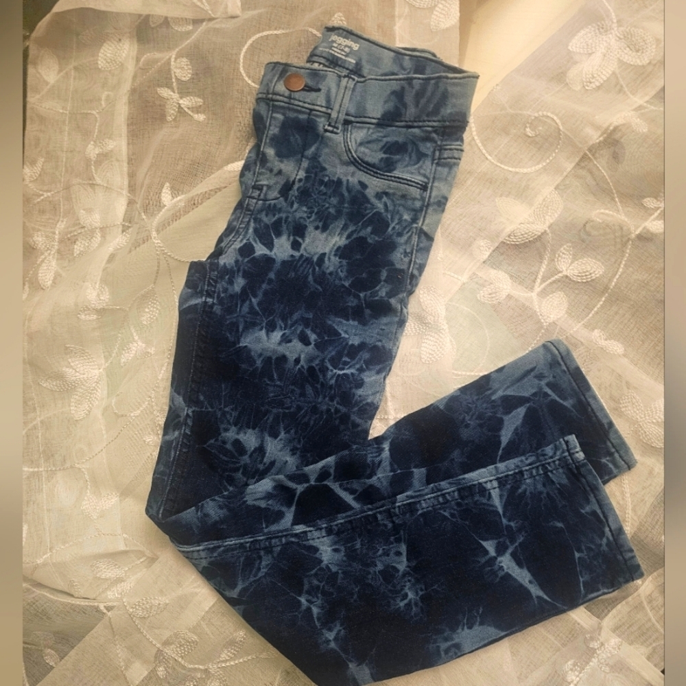 Kids wonder nation jeggings tie dyed denim pattern stretch pants Med (7-8)